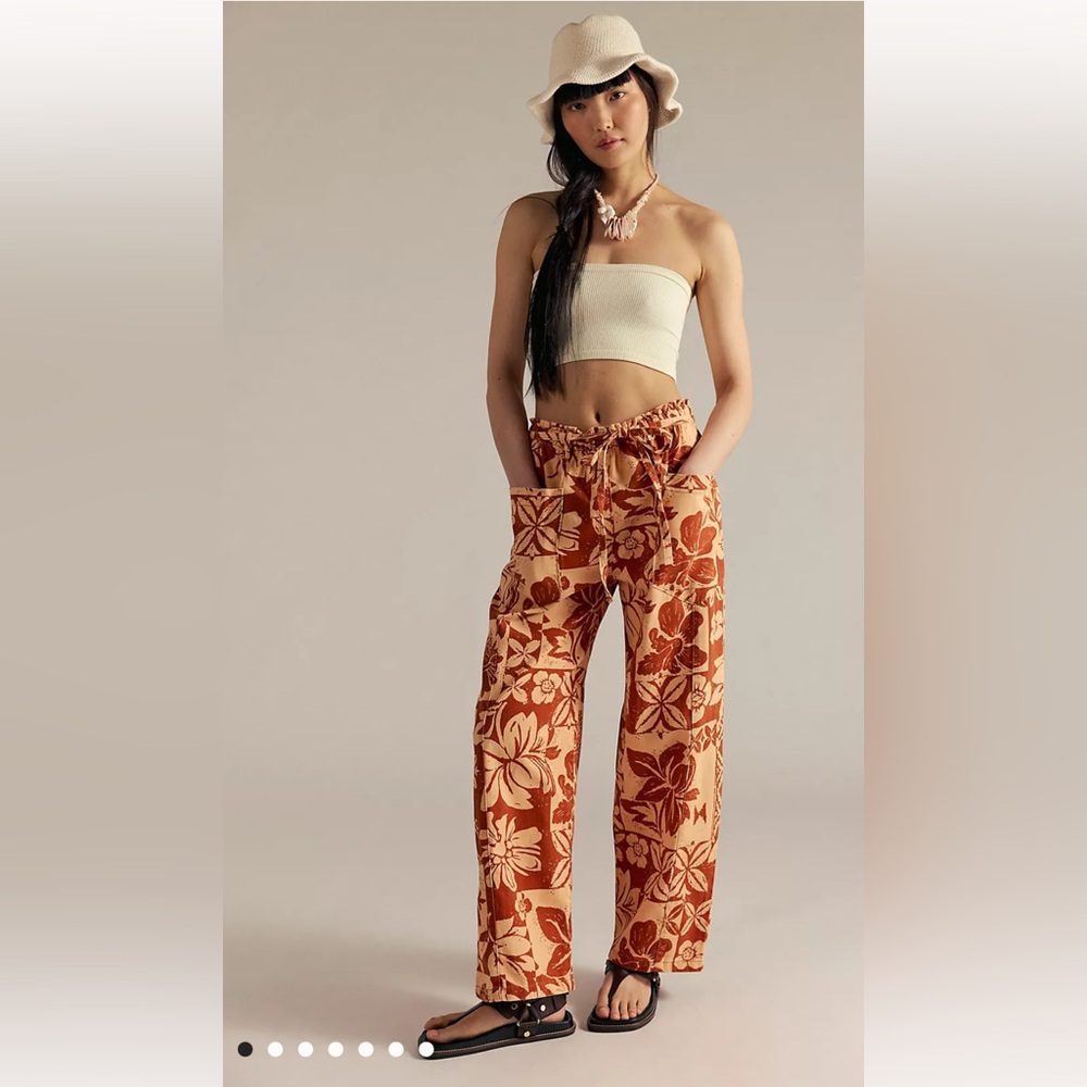 We The Free Orange and Brown Wide Leg Pants